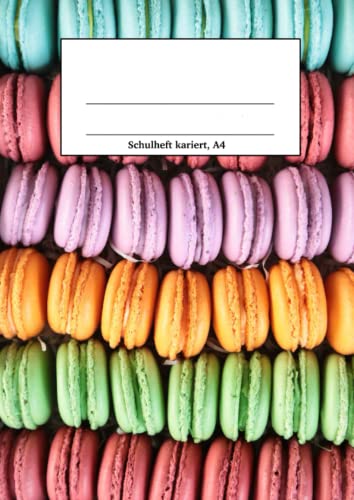 Schulheft kariert, A4: Schreibheft kariert mit Macarons Cover, 100 Seiten, 50 Blatt Schulheft kariert, A4: Schreibheft kariert mit Macarons Cover, 100 Seiten, 50 Blatt