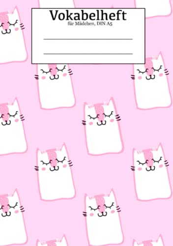 Vokabelheft für Mädchen, DIN A5: Süßes Vokabelheft in pink mit Katzen I 100 Seiten I 50 Blatt I Softcover I Zweispaltig Vokabelheft für Mädchen, DIN A5: Süßes Vokabelheft in pink mit Katzen I 100 Seiten I 50 Blatt I Softcover I Zweispaltig