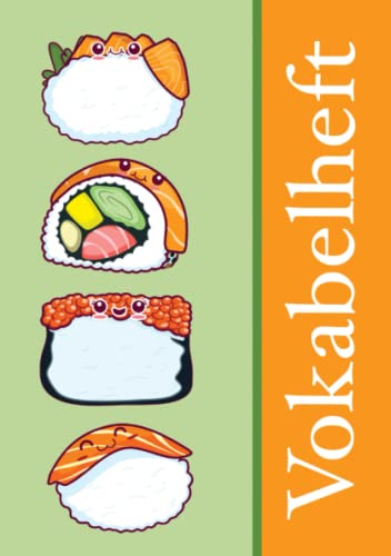 Vokabelheft: Vokabelheft DIN A5, zwei Spalten, süßes Sushi Motiv