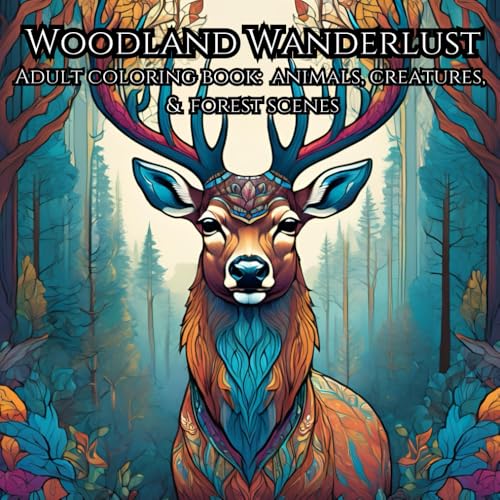 Woodland Wanderlust: Adult Coloring Book for Anxiety Relief: Relax and De-Stress with Animals, Creatures, and Woodsy Scenes