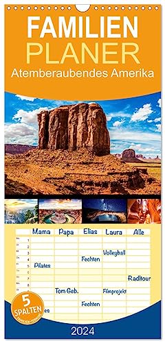 Familienplaner 2024 - Atemberaubendes Amerika - Die schönsten Nationalparks im Westen der USA mit 5 Spalten (Wandkalender, 21 cm x 45 cm) CALVENDO