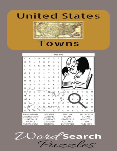 United States Towns Word Search Puzzle Book: :50 Puzzles for All Ages: Learn American Towns of All States von Independently published