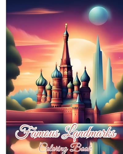 Famous Landmarks Coloring Book For Adults: Map of the World Continents featuring Country Border, Capitals, World Landmarks von Blurb