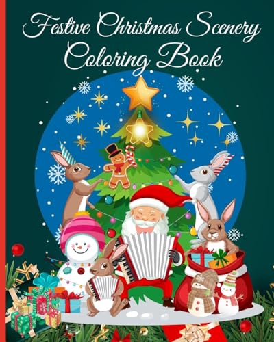 Festive Christmas Scenery Coloring Book for Adults: Easy, Simple Christmas; Large Print Winter Coloring Book for Adults and Seniors von Blurb