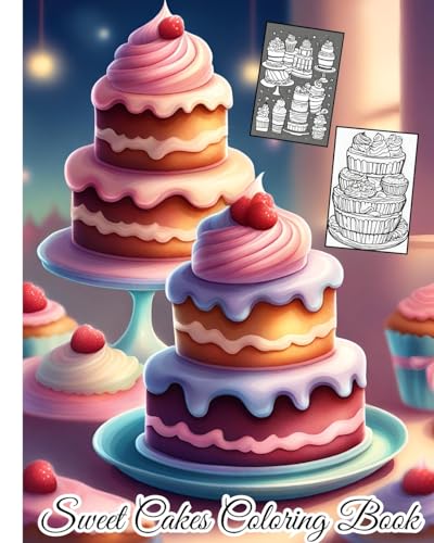 Sweet Cakes Coloring Book For Kids: Kawaii Sweet Treats Coloring Pages with Cupcakes, Cakes, Cookies, Cute Desserts von Blurb