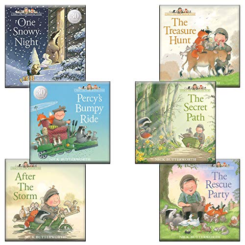 Percy the Park Keeper 6 Books Collection Set by Nick Butterworth (One Snowy Night, After The Storm, Rescue Party, Secret Path, Treasure Hunt & Percy's Bumpy Ride)