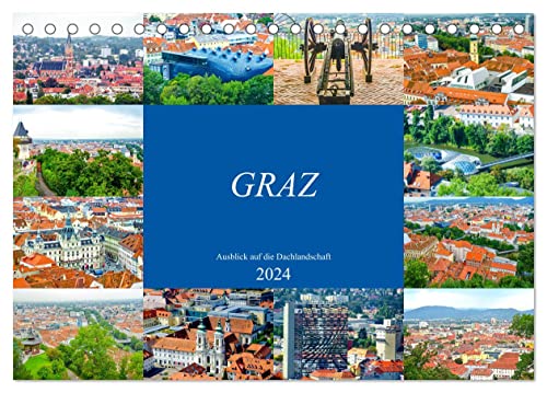 Graz - Ausblick auf die Dachlandschaft (Tischkalender 2024 DIN A5 quer), CALVENDO Monatskalender von CALVENDO