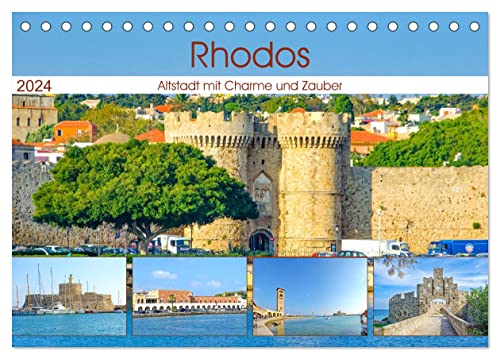 Rhodos - Altstadt mit Charme und Zauber (Tischkalender 2024 DIN A5 quer), CALVENDO Monatskalender