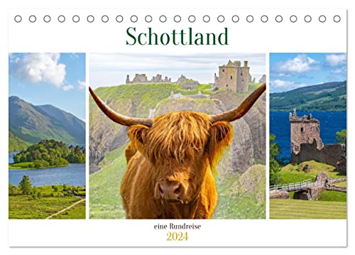 Schottland - eine Rundreise (Tischkalender 2024 DIN A5 quer), CALVENDO Monatskalender von CALVENDO