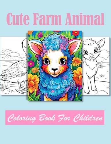 Cute Farm Animal Coloring book for children: Age 4 - 12