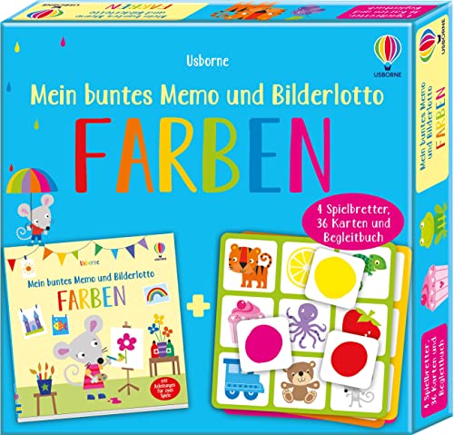 Mein buntes Memo und Bilderlotto: Farben: mit 36 Karten, 4 Spielbrettern und Begleitbuch (Usborne Memo-und-Bilderlotto-Reihe)