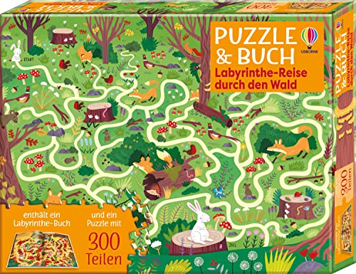 Puzzle & Buch: Labyrinthe-Reise durch den Wald: Set aus 300-teiligem Puzzle und Begleitbuch – ab 6 Jahren (Puzzle-und-Buch-Reihe) von Usborne Publishing