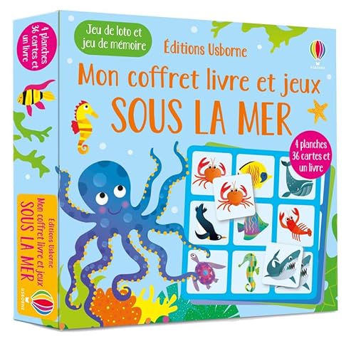 Sous la mer - Mon coffret livre et jeux: Jeu de loto et de mémoire - 4 planches, 36 cartes et un livre von USBORNE