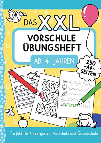 Das XXL-Vorschule Übungsheft ab 4 Jahren: Zahlen und Buchstaben schreiben lernen mit vielen Schwungübungen und Rätseln im A4 Vorschulblock. Perfekt für Kindergarten, Vorschule und Grundschule! von Bookmundo Direct