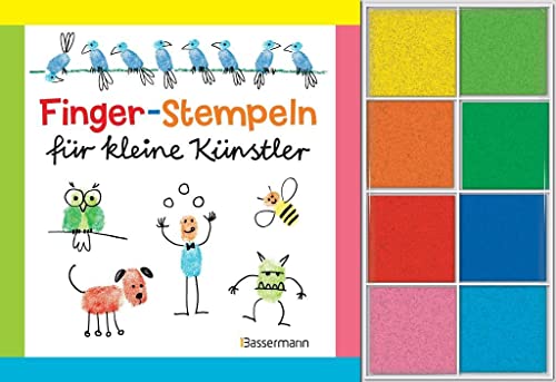 Fingerstempeln für kleine Künstler-Set: Buch und 8 Stempelkissen. Fingerstempeln für kleine Künstler-Set: Buch und 8 Stempelkissen.