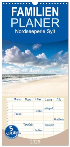 Familienplaner 2025 - Nordseeperle Sylt mit 5 Spalten (Wandkalender, 21 cm x 45 cm), CALVENDO