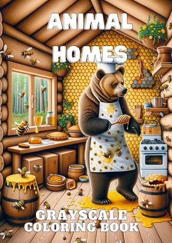 Animal Homes: Grayscale Coloring Books