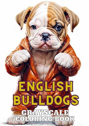 English Bulldogs: Grayscale Coloring Book