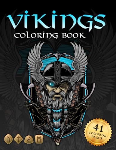 Viking coloring book: Nordic Warriors, Berserkers, Valhalla Runes, Spears and Shields - Volume 2