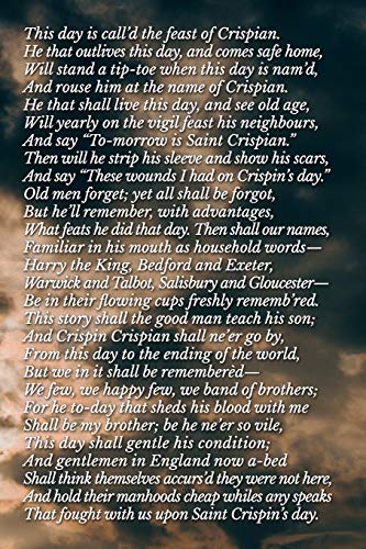 St Crispin’s Day Speech from Henry V by William Shakespeare Journal