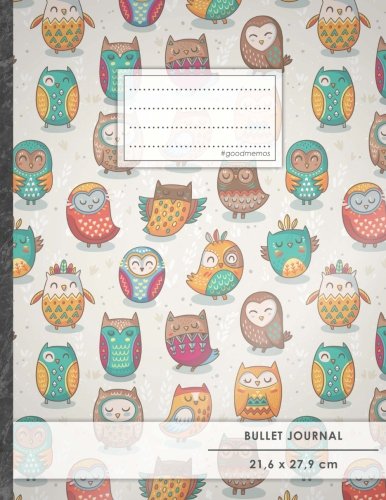 Bullet Journal • A4-Format, 100+ Seiten, Soft Cover, Register, „Lustige Eulen“ • Original #GoodMemos Dot Grid Notebook • Perfekt als Tagebuch, Zeichenbuch, Kalligraphie Buch von #GoodMemos Bullet Journal