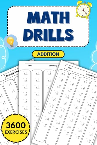 Math Drills Addition: 3600 Exercises for Daily Practice and Improvement von Independently published