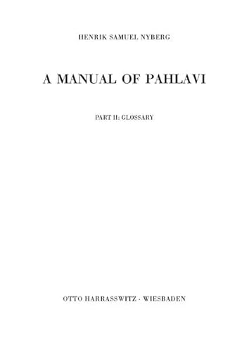 A Manual of Pahlavi: Glossary