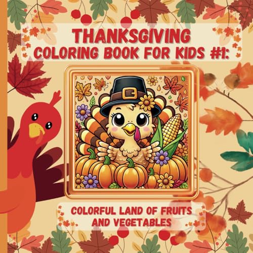 Thanksgiving Coloring Book For Kids #1: Colorful Land of Fruits and Vegetables