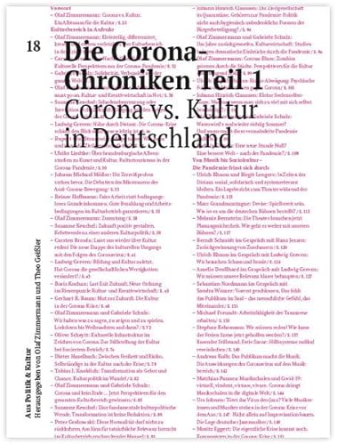 Die Corona-Chroniken Teil 1: Das erste Jahr Corona vs. Kultur in Deutschland (Aus Politik & Kultur: Zeitung des Deutschen Kulturrates)