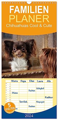 Familienplaner 2024 - Chihuahuas - Cool and Cute mit 5 Spalten (Wandkalender, 21 cm x 45 cm) CALVENDO