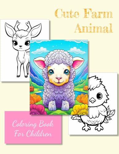 Cute Farm Animal Coloring book for children: large size 8.5 x 11 inches