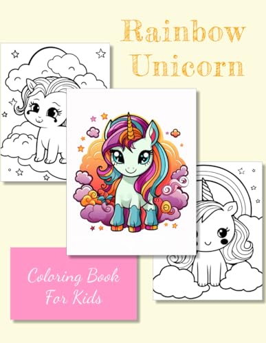 Rainbow Unicorn Coloring book for children: large size 8.5 x 11 inches von Independently published