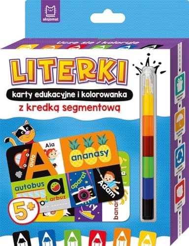 Literki Karty edukacyjne i kolorowanka z kredką segmentową von Aksjomat