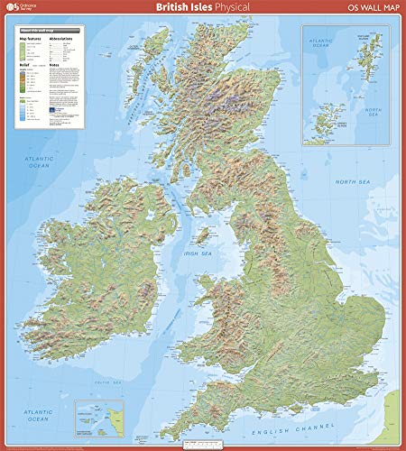 British Isles Physical Map: write on - wipe off with dry marker (OS Wall Map)