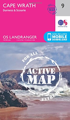 Cape Wrath, Durness & Scourie (OS Landranger Active Map, Band 9) von ORDNANCE SURVEY