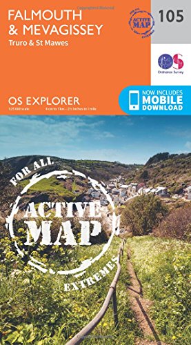 Falmouth and Mevagissey, Truro and St Mawes (OS Explorer Active Map, Band 105)