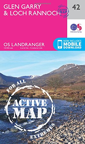 Glen Garry & Loch Rannoch (OS Landranger Active Map, Band 42) von Ordnance Survey
