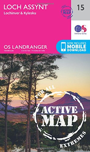 Loch Assynt, Lochinver & Kylesku (OS Landranger Active Map, Band 15)
