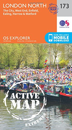 London North, The City, West End, Enfield, Ealing, Harrow & Watford (OS Explorer Active Map, Band 173)