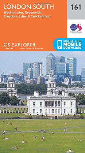 London South, Westminster, Greenwich, Croydon, Esher & Twickenham (OS Explorer Map, Band 161) von ORDNANCE SURVEY