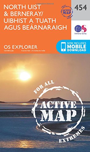 North Uist and Berneray/Uibhist a Tuath Agus Bearnaraigh (OS Explorer Active Map, Band 454)