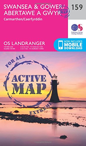 Swansea & Gower, Carmarthen (OS Landranger Active Map, Band 159) von Ordnance Survey