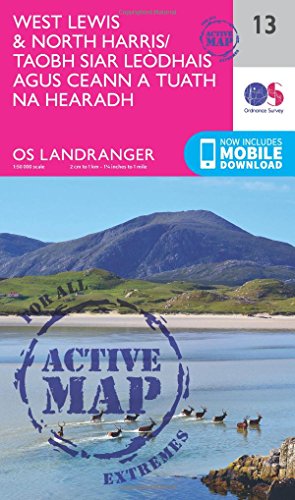 West Lewis & North Harris (OS Landranger Active Map, Band 13)