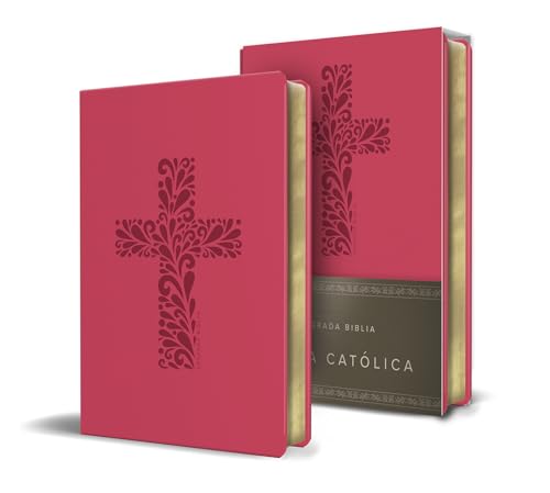 Biblia Católica en español. Símil piel fucsia, tamaño compacto / Catholic Bible. Spanish-Language, Leathersoft, Fucsia, Compact