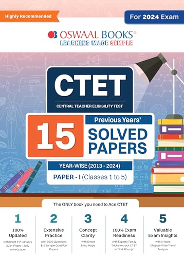 Oswaal CTET (Central Teachers Eligibility Test) Paper-I | Classes 1 - 5 | 15 Year's Solved Papers | Yearwise | 2013 - 2024 | For 2024 Exam von Oswaal Books And Learning Pvt Ltd