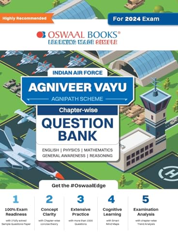 Oswaal Indian Air Force - Agniveer Vayu (Agnipath Scheme) Question Bank | Chapterwise Topicwise for English | Physics | Mathematics | Reasoning | General Awareness For 2024 Exam von Oswaal Books And Learning Pvt Ltd