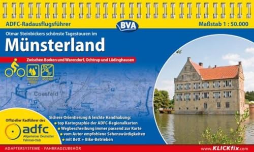 ADFC-Radausflugsführer Münsterland 1:50.000 praktische Spiralbindung, reiß- und wetterfest, GPS-Tracks Download: Zwischen Borken und Warendorf, Ochtrup und Lüdinghausen