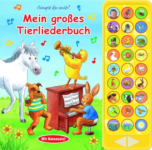 27-Button-Soundbuch - Mein großes Tierliederbuch - 27 bekannte Kinderlieder zum Mitsingen: Mit Notensatz ! von Phoenix International Publications
