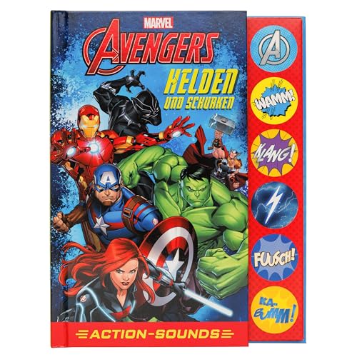 Marvel Avengers - Helden und Schurken - Action-Soundbuch mit 6 Geräuschen und 4 Comicgeschichten für Kinder ab 6 Jahren von Phoenix International