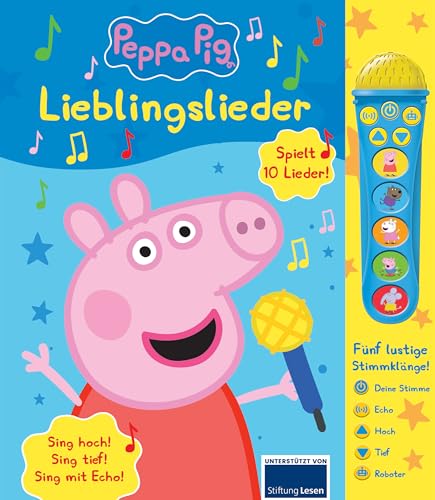 Peppa Pig - Lieblingslieder - Mikrofonbuch - Pappbilderbuch mit abnehmbarem Mikrofon mit 5 lustigen Stimmklängen und 10 Melodien - Peppa Wutz Peppa Pig - Lieblingslieder - Mikrofonbuch - Pappbilderbuch mit abnehmbarem Mikrofon mit 5 lustigen Stimmklängen und 10 Melodien - Peppa Wutz